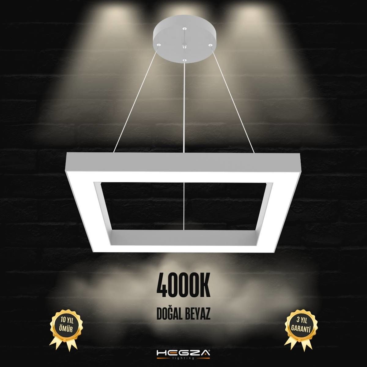 QUATTRO - Modern LED Avize Gri Kasa - 4000K - Gün Işığı