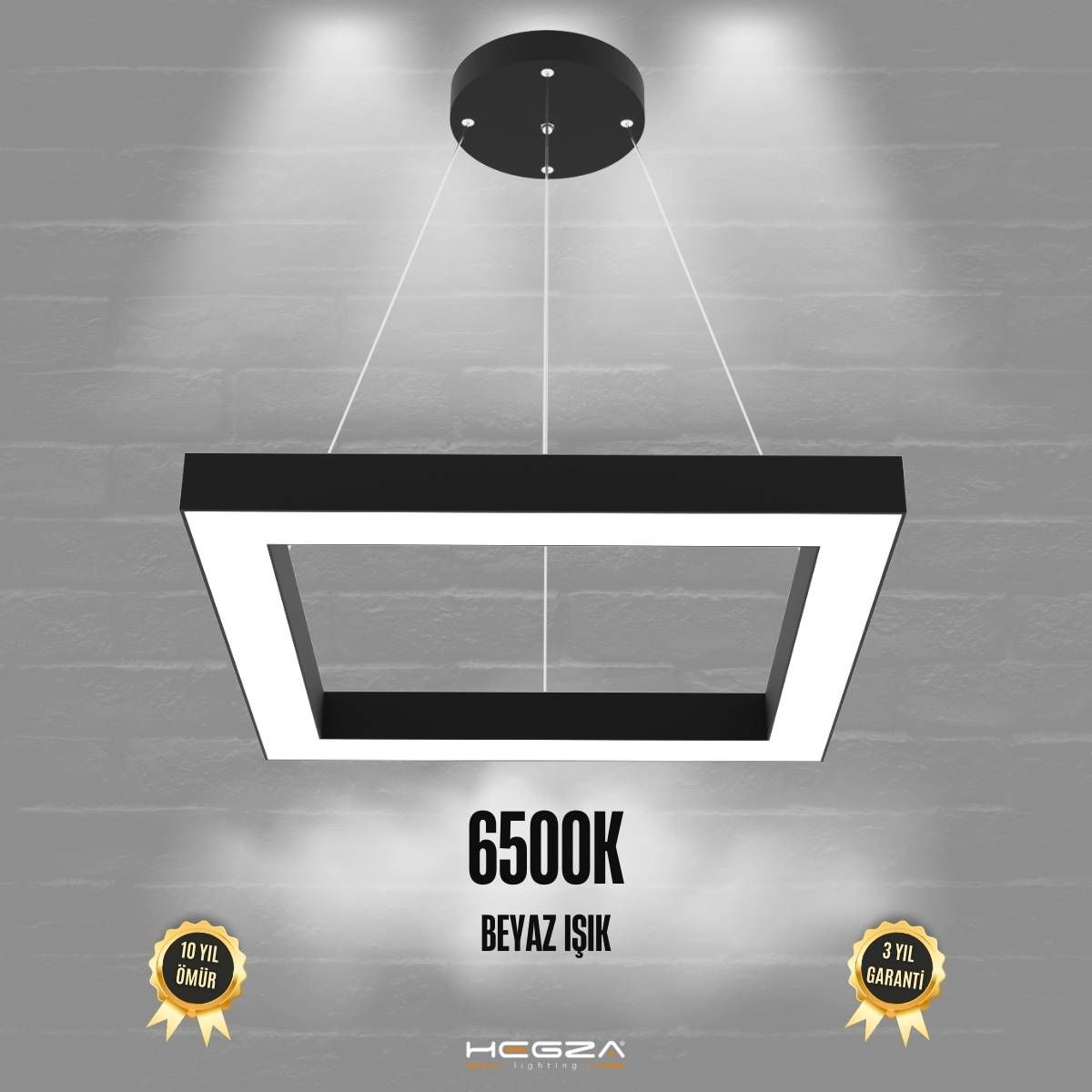 QUATTRO - Modern LED Avize Siyah Kasa - 6500K - Beyaz Işık