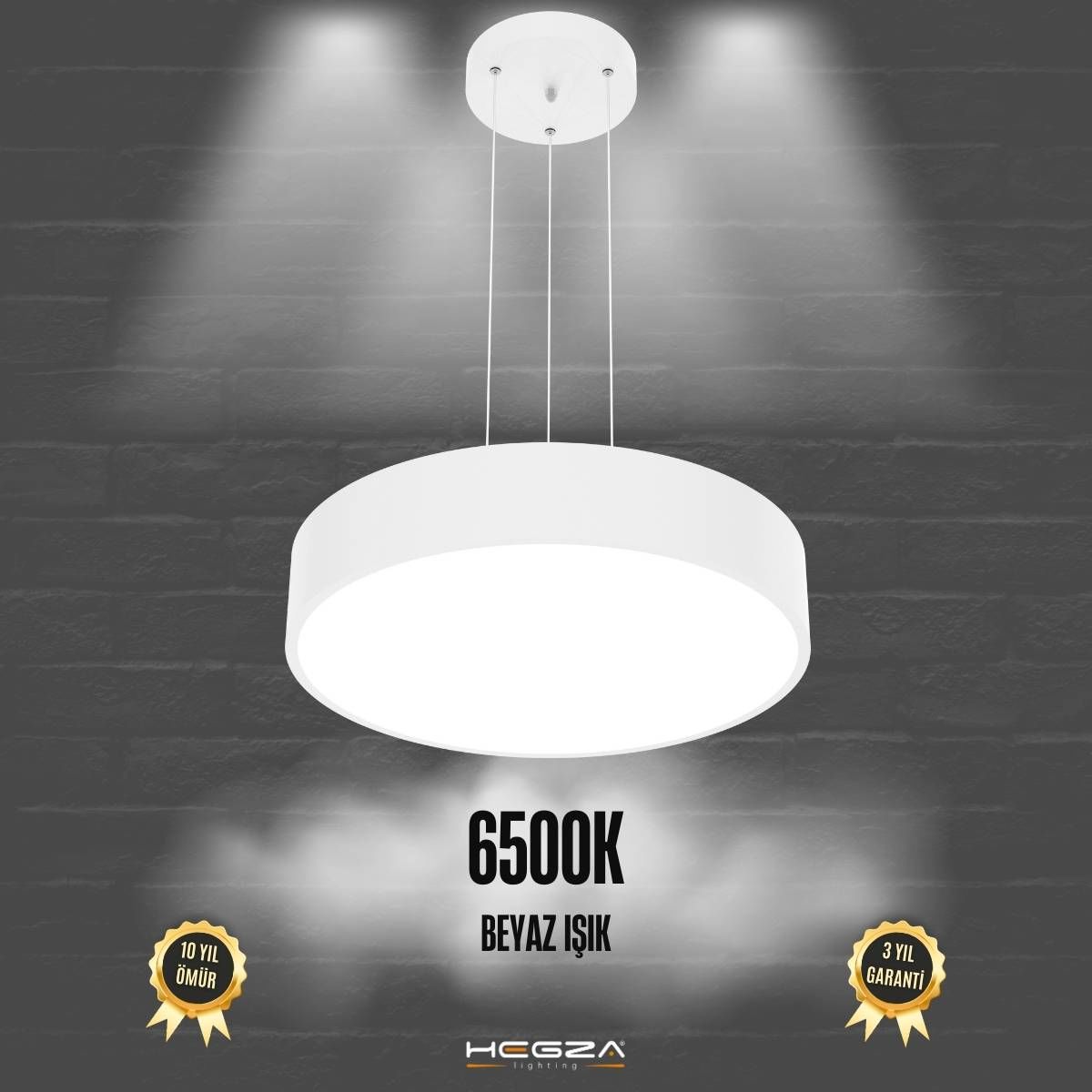 DRUM - Modern LED Avize 40 cm - Beyaz Kasa - 6500K - Beyaz Işık