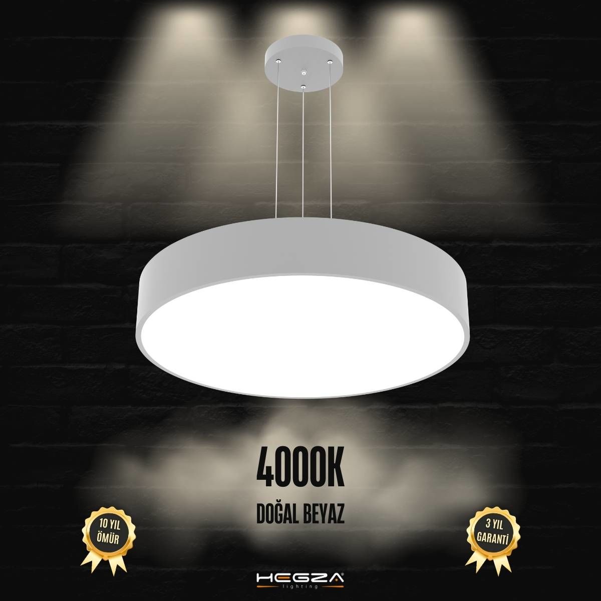 DRUM - Modern LED Avize 60 cm - Gri Kasa - 4000K - Gün Işığı