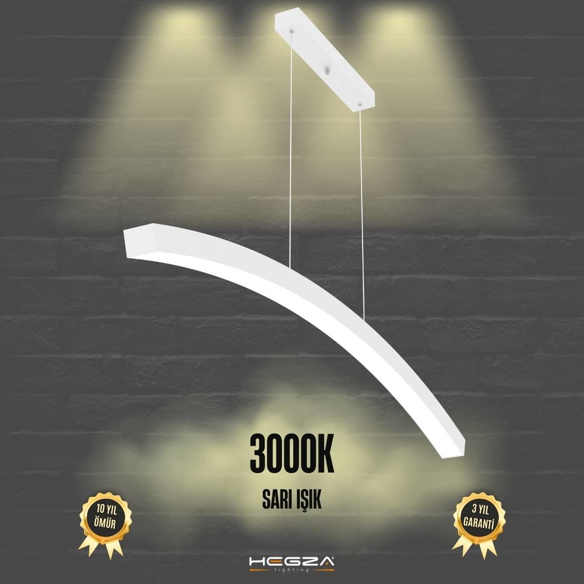 LUNA - Modern LED Avize Beyaz Kasa - 3000K - Sarı Işık