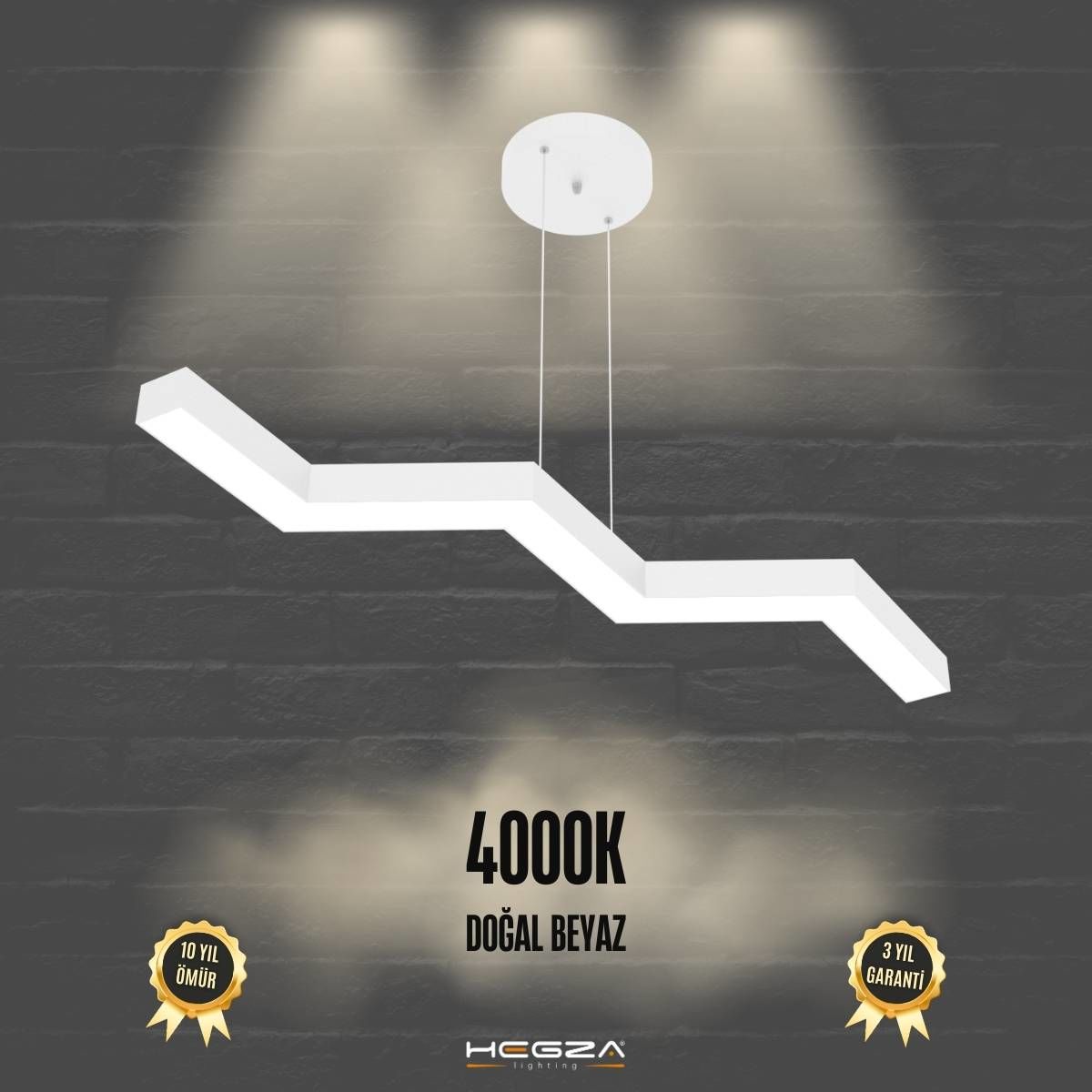 SEGA - Modern LED Avize Beyaz Kasa - 4000K - Gün Işığı