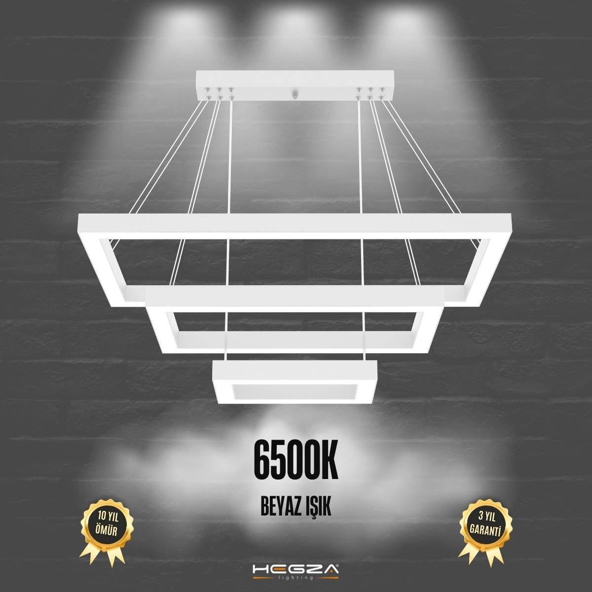 HERMANO - Modern LED Avize Beyaz Kasa - 6500K - Beyaz Işık