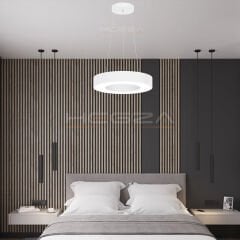 ANELLO - Modern Sarkıt LED Avize Beyaz Kasa - 3000K - Sarı Işık - 40 cm