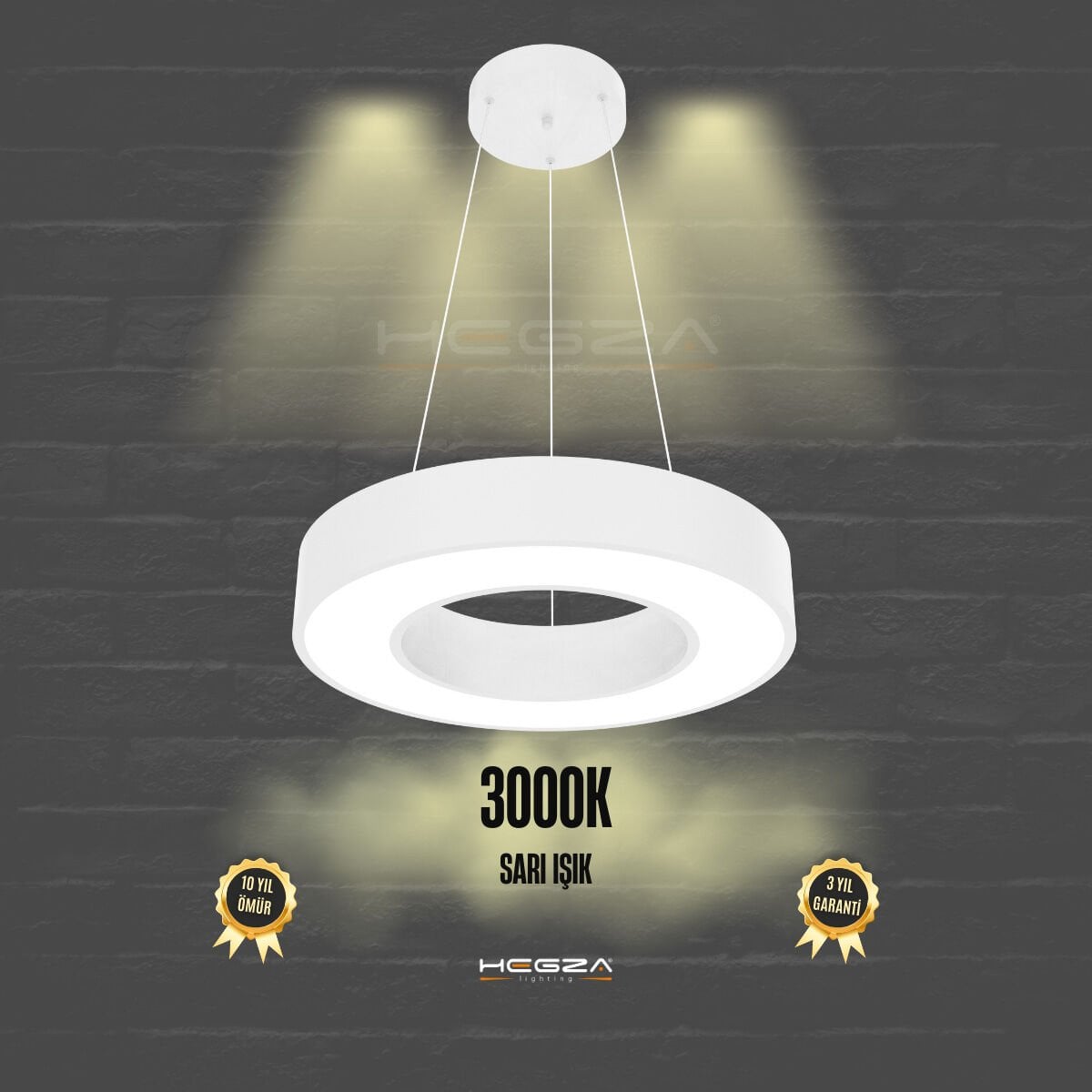 ANELLO - Modern Sarkıt LED Avize Beyaz Kasa - 3000K - Sarı Işık - 40 cm