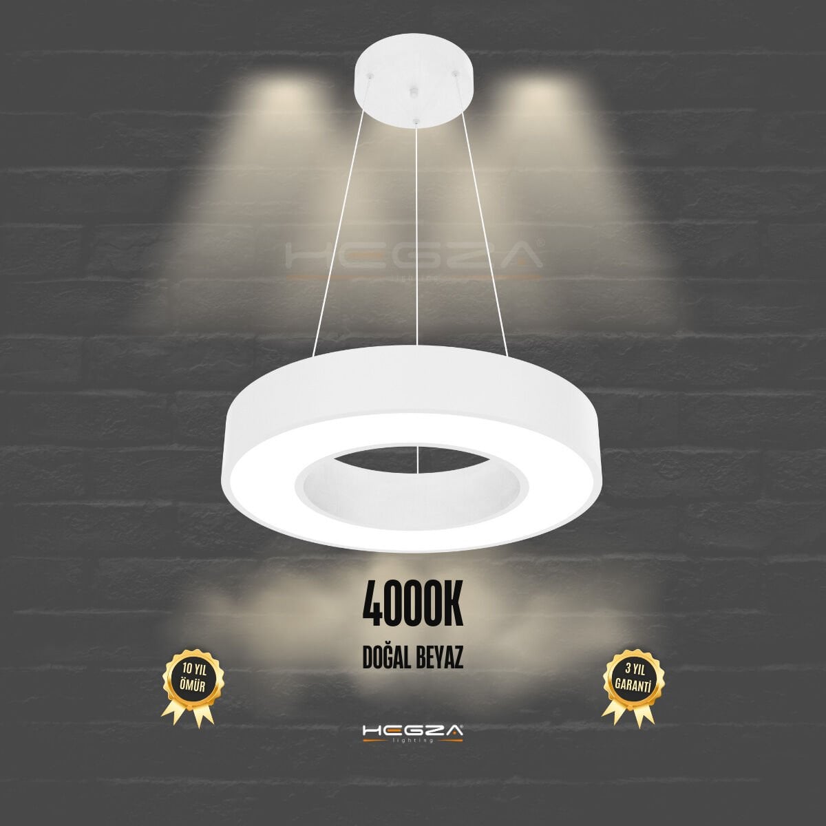 ANELLO - Modern Sarkıt LED Avize Beyaz Kasa - 4000K - Gün Işığı - 40 cm