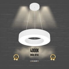 ANELLO - Modern Sarkıt LED Avize Beyaz Kasa - 4000K - Gün Işığı - 40 cm