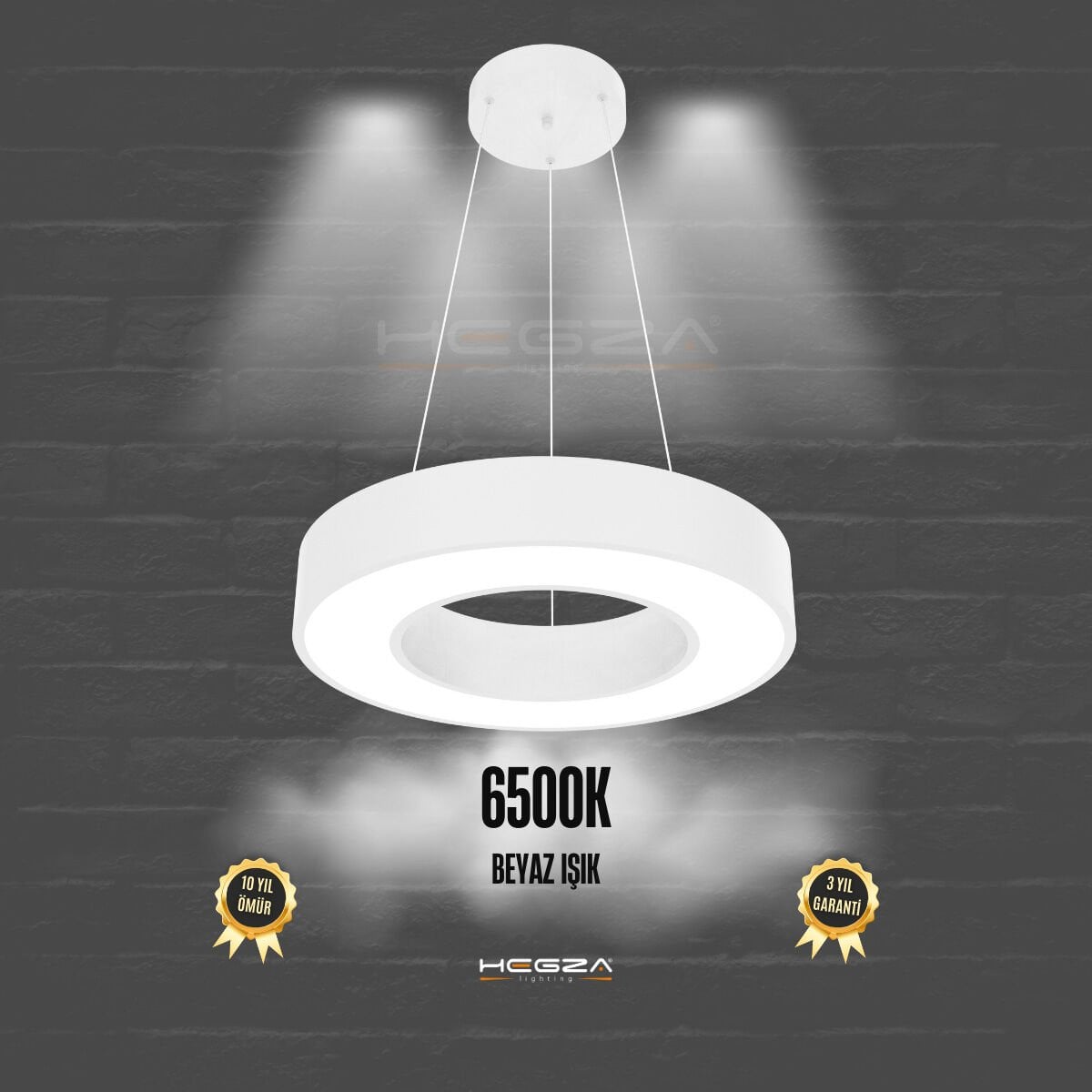 ANELLO - Modern Sarkıt LED Avize Beyaz Kasa - 6500K - Beyaz Işık - 40 cm