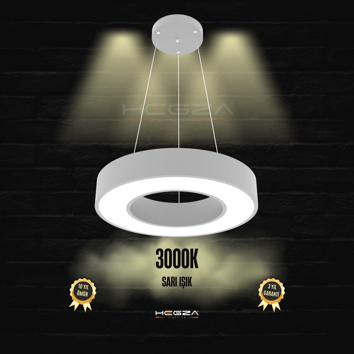 ANELLO - Modern Sarkıt LED Avize Gri Kasa - 3000K - Sarı Işık - 40 cm