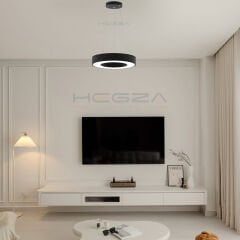 ANELLO - Modern Sarkıt LED Avize Siyah Kasa - 3000K - Sarı Işık - 40 cm