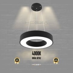 ANELLO - Modern Sarkıt LED Avize Siyah Kasa - 4000K - Gün Işığı - 40 cm