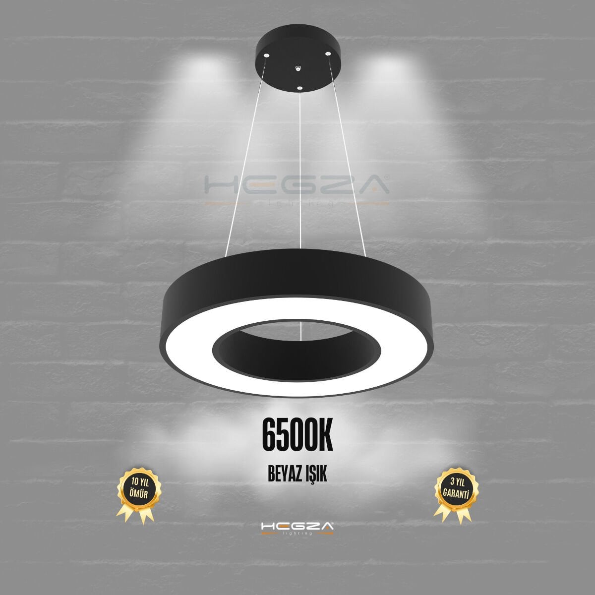 ANELLO - Modern Sarkıt LED Avize Siyah Kasa - 6500K - Beyaz Işık - 40 cm