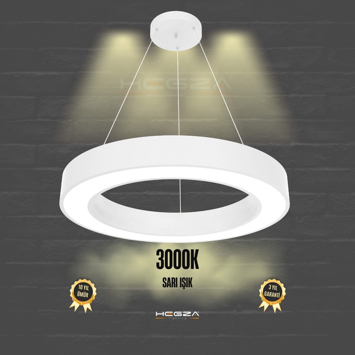 ANELLO - Modern Sarkıt LED Avize Beyaz Kasa - 3000K - Sarı Işık - 60 cm