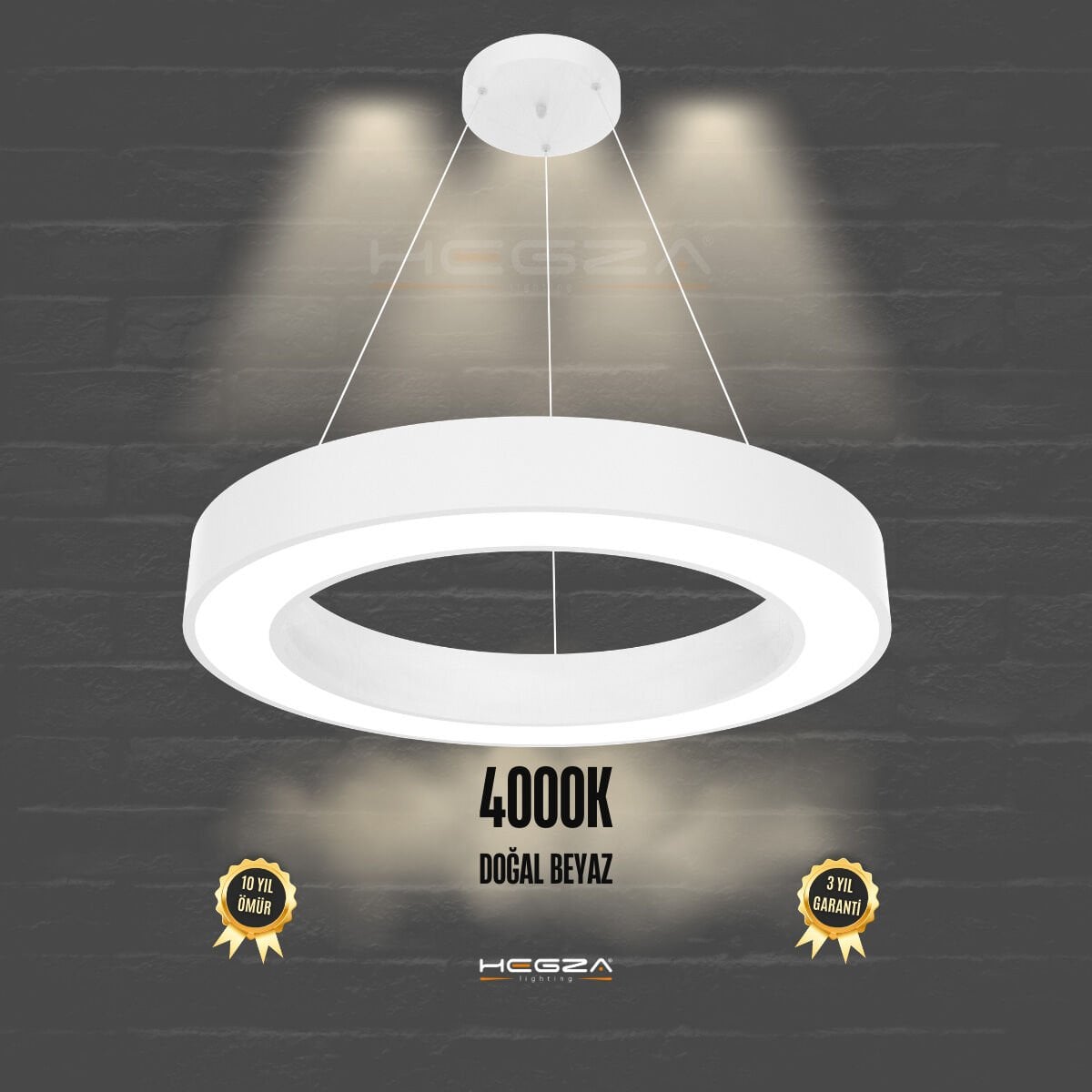 ANELLO - Modern Sarkıt LED Avize Beyaz Kasa - 4000K - Gün Işığı - 60 cm