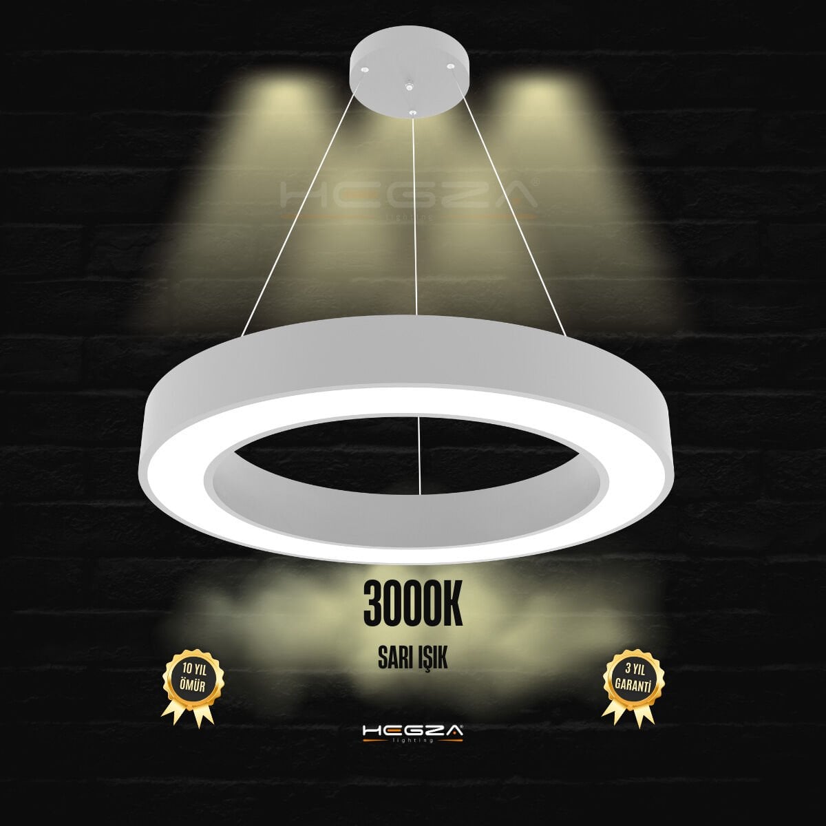 ANELLO - Modern Sarkıt LED Avize Gri Kasa - 3000K - Sarı Işık - 60 cm