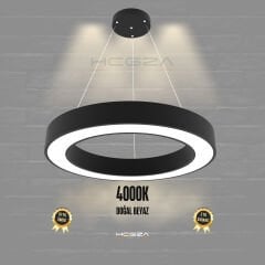ANELLO - Modern Sarkıt LED Avize Siyah Kasa - 4000K - Gün Işığı - 60 cm