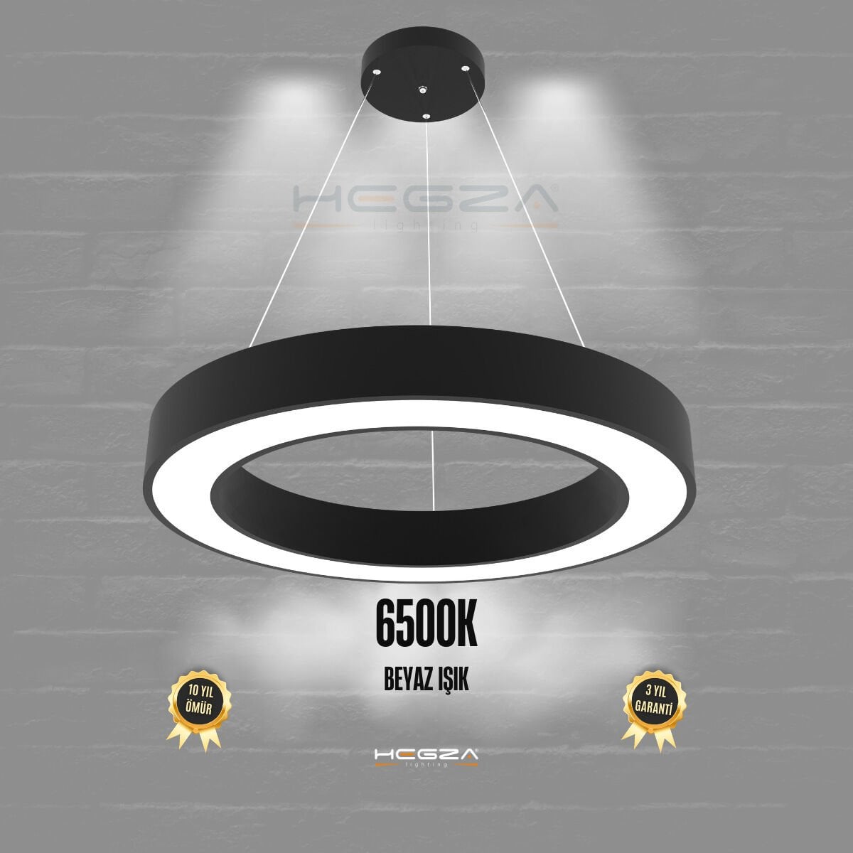 ANELLO - Modern Sarkıt LED Avize Siyah Kasa - 6500K - Beyaz Işık - 60 cm