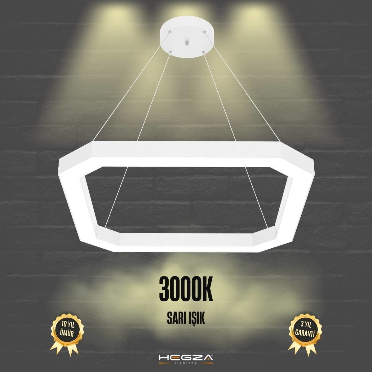 BAGEL - Modern LED Avize Beyaz Kasa - 3000K - Sarı Işık