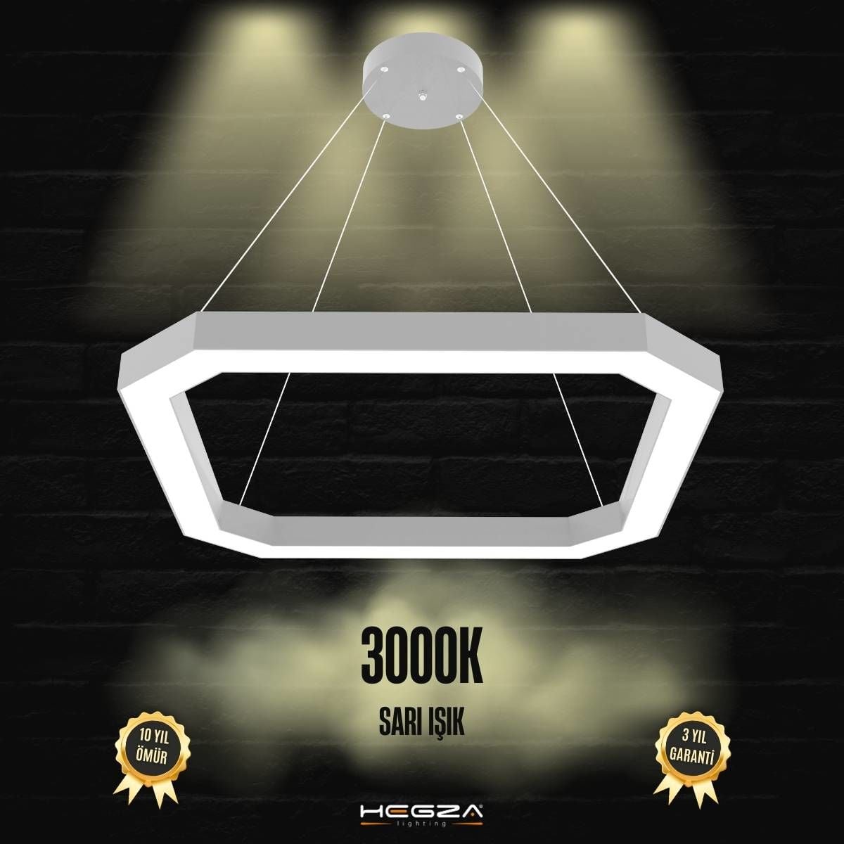 BAGEL - Modern LED Avize Gri Kasa - 3000K - Sarı Işık