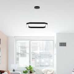 BAGEL - Modern LED Avize Siyah Kasa - 3000K - Sarı Işık