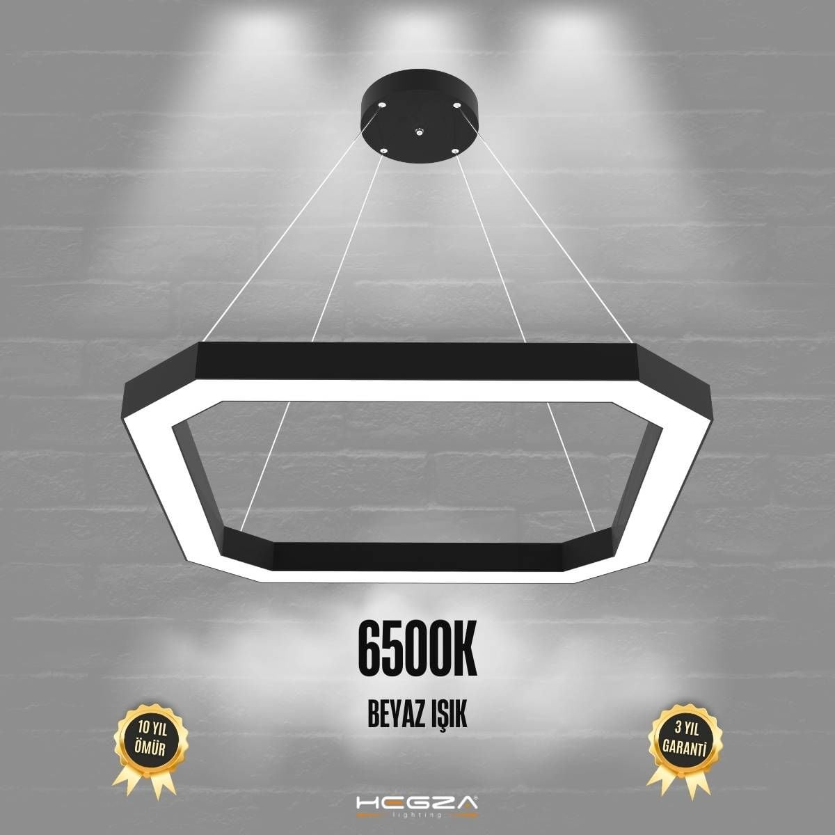 BAGEL - Modern LED Avize Siyah Kasa - 6500K - Beyaz Işık