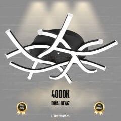 CRISTA – Plafonyer LED Avize Siyah Kasa - 4000K - Gün Işığı