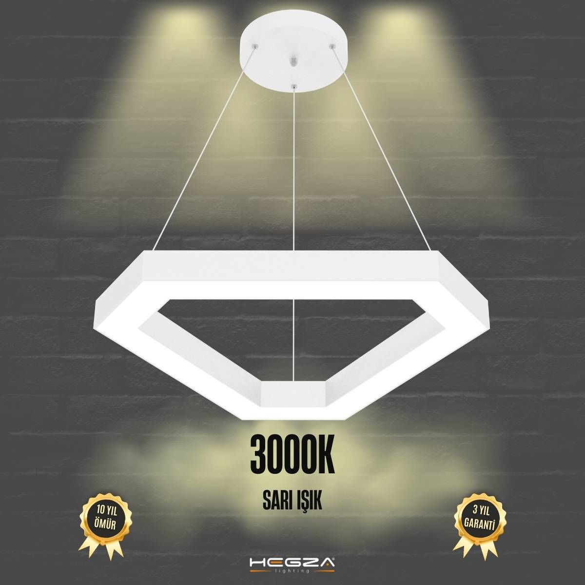 FETTA - Modern LED Avize Beyaz Kasa - 3000K - Sarı Işık