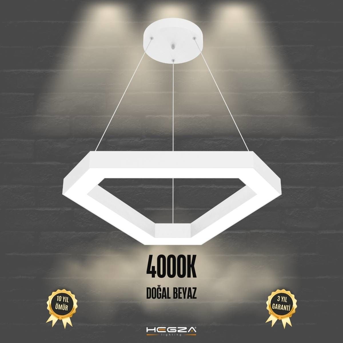 FETTA - Modern LED Avize Beyaz Kasa - 4000K - Gün Işığı