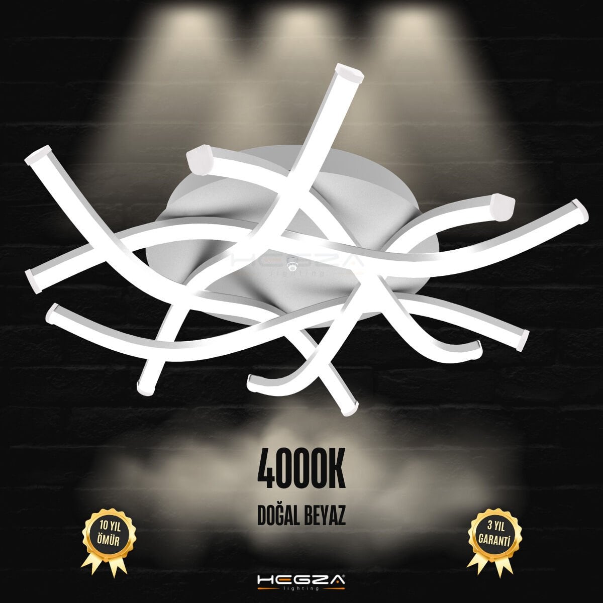 CRISTA – Plafonyer LED Avize Gri Kasa - 4000K - Gün Işığı