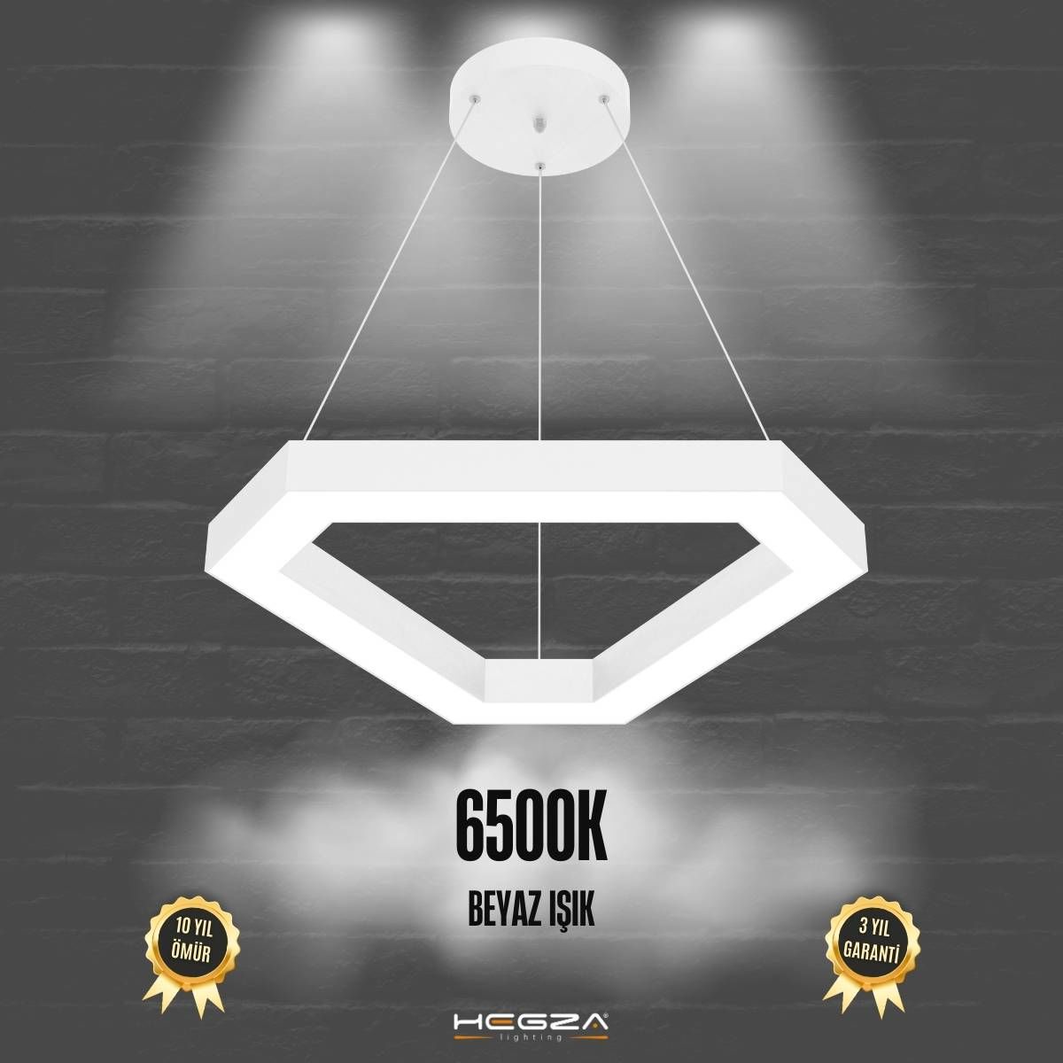 FETTA - Modern LED Avize Beyaz Kasa - 6500K - Beyaz Işık