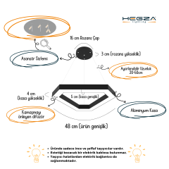 FETTA - Modern LED Avize Beyaz Kasa - 6500K - Beyaz Işık