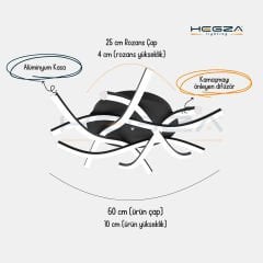 CRISTA – Plafonyer LED Avize Siyah Kasa - 3000K - Sarı Işık