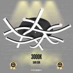 CRISTA – Plafonyer LED Avize Siyah Kasa - 3000K - Sarı Işık