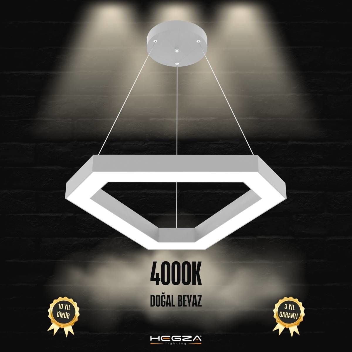 FETTA - Modern LED Avize Gri Kasa - 4000K - Gün Işığı