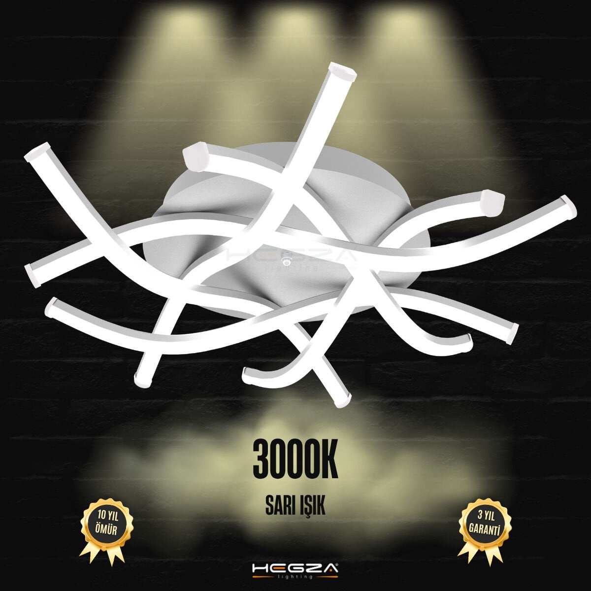 CRISTA – Plafonyer LED Avize Gri Kasa - 3000K - Sarı Işık