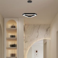 FETTA - Modern LED Avize Siyah Kasa - 3000K - Sarı Işık