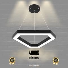 FETTA - Modern LED Avize Siyah Kasa - 4000K - Gün Işığı