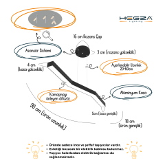GABBIANO - Modern LED Avize Gri Kasa - 3000K - Sarı Işık