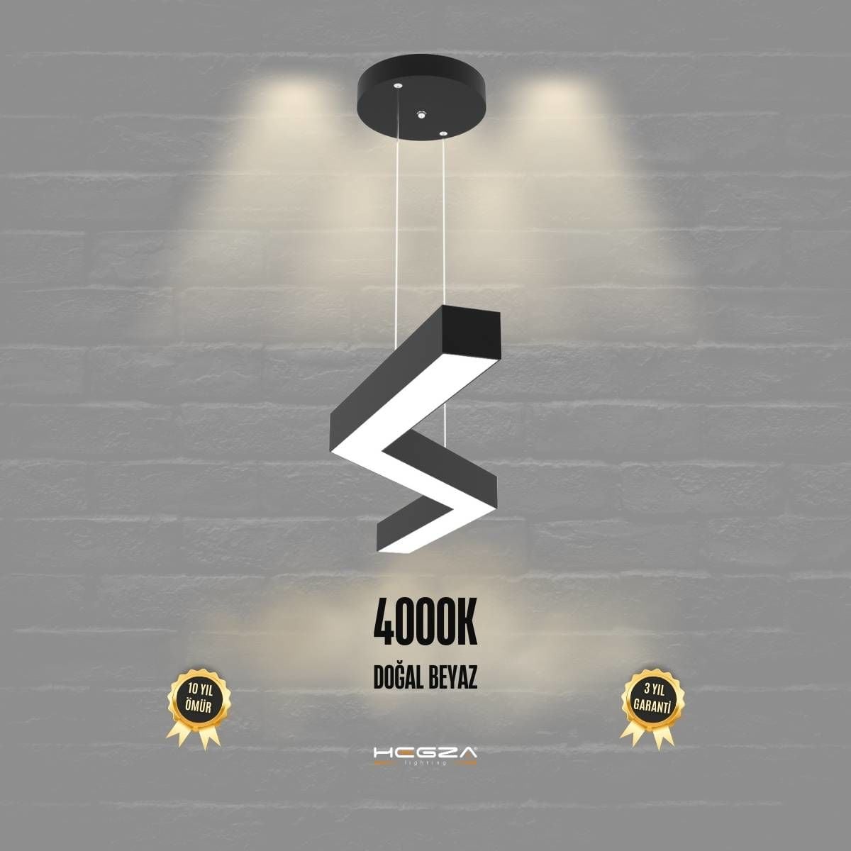 GABBIANO - Modern LED Avize Siyah Kasa - 4000K - Gün Işığı