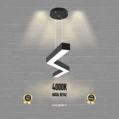 GABBIANO - Modern LED Avize Siyah Kasa - 4000K - Gün Işığı