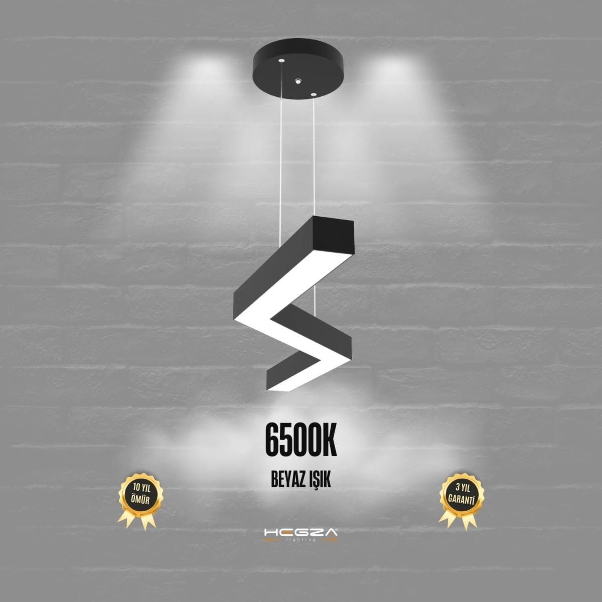 GABBIANO - Modern LED Avize Siyah Kasa - 6500K - Beyaz Işık