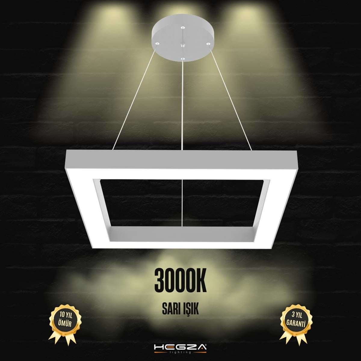 QUATTRO - Modern LED Avize Gri Kasa - 3000K - Sarı Işık