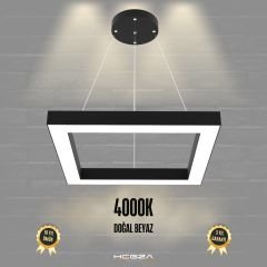 QUATTRO - Modern LED Avize Siyah Kasa - 4000K - Gün Işığı