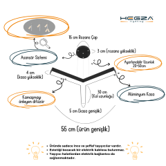 TRES - Modern LED Avize Siyah Kasa - 3000K - Sarı Işık