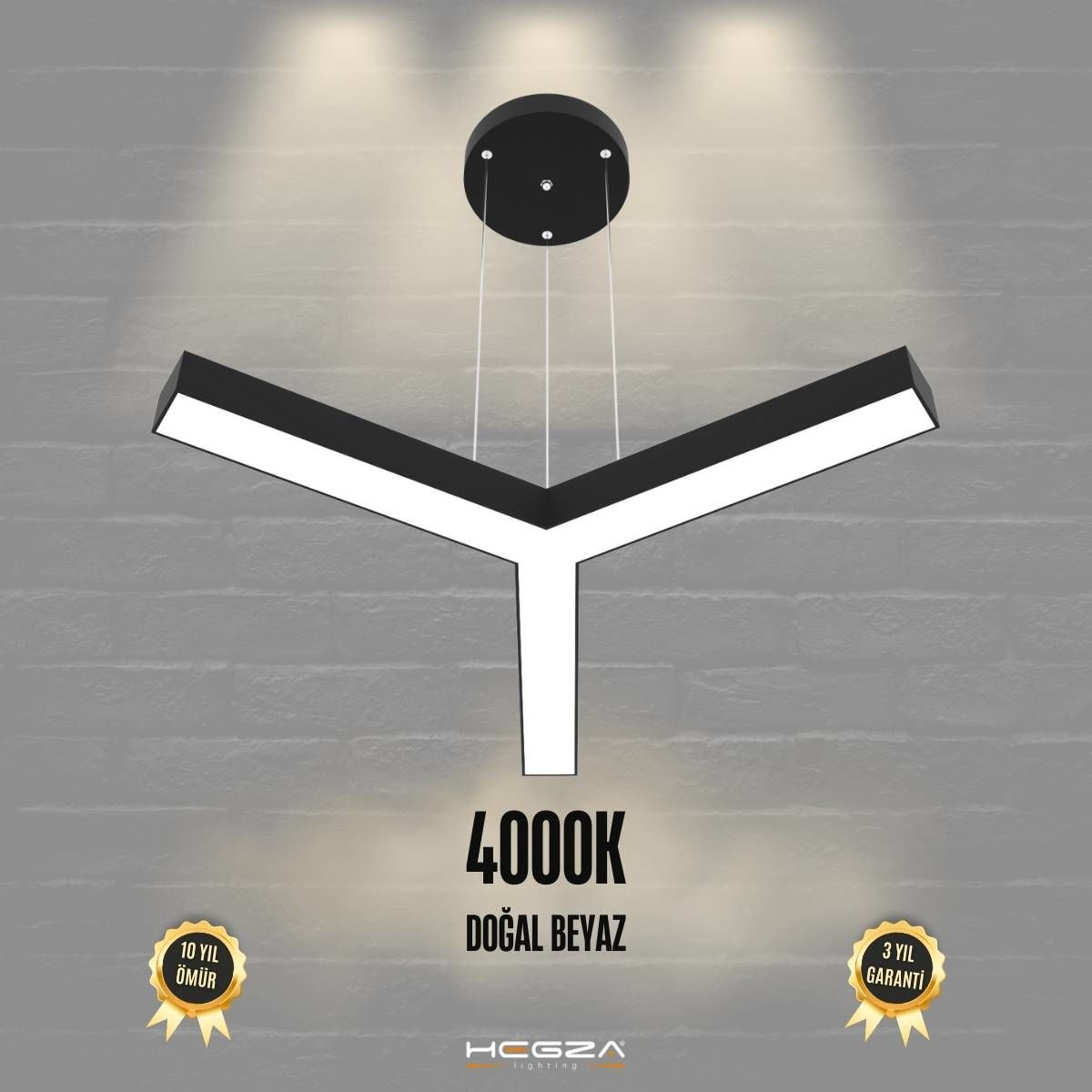 TRES - Modern LED Avize Siyah Kasa - 4000K - Gün Işığı