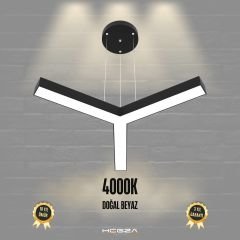 TRES - Modern LED Avize Siyah Kasa - 4000K - Gün Işığı