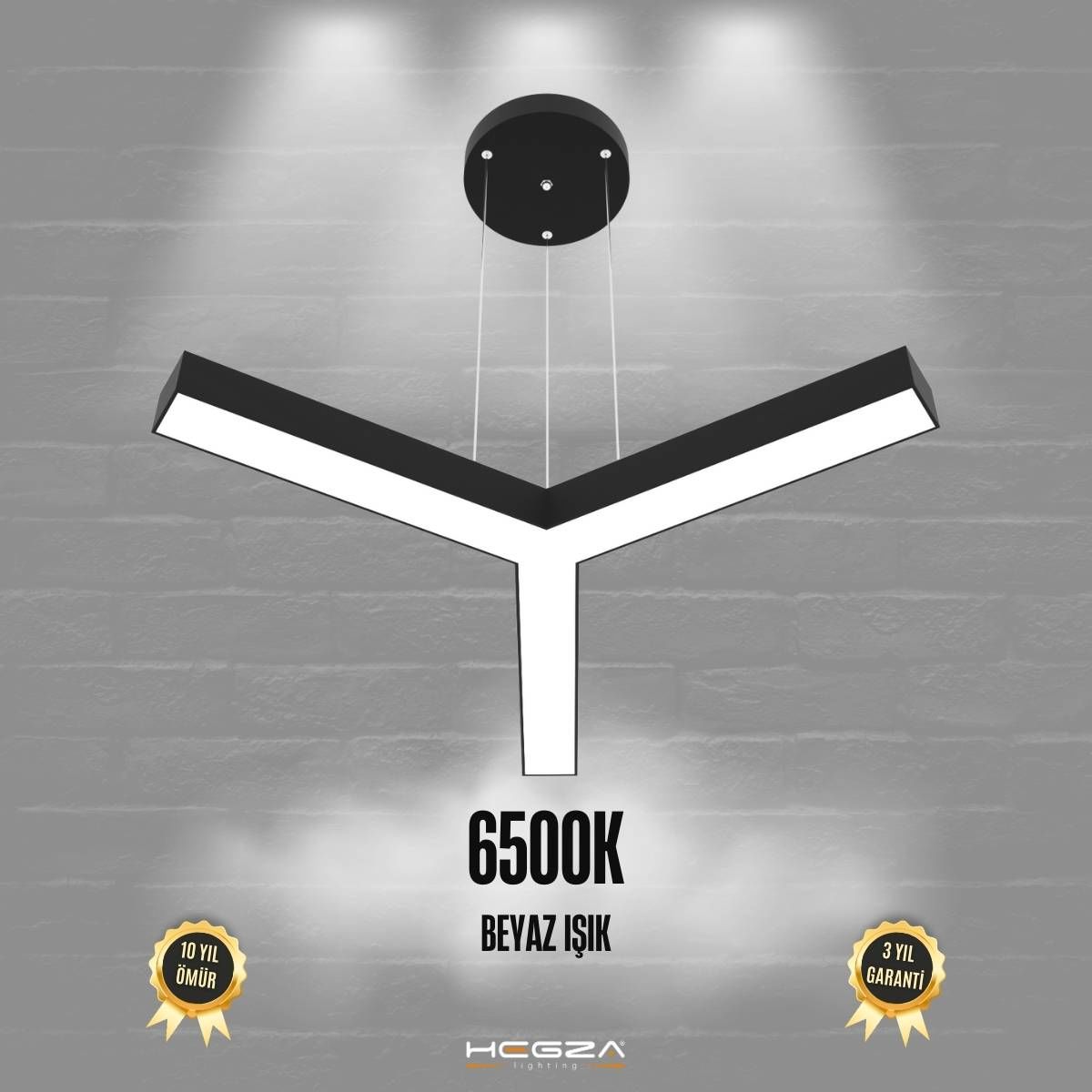 TRES - Modern LED Avize Siyah Kasa - 6500K - Beyaz Işık