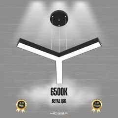 TRES - Modern LED Avize Siyah Kasa - 6500K - Beyaz Işık