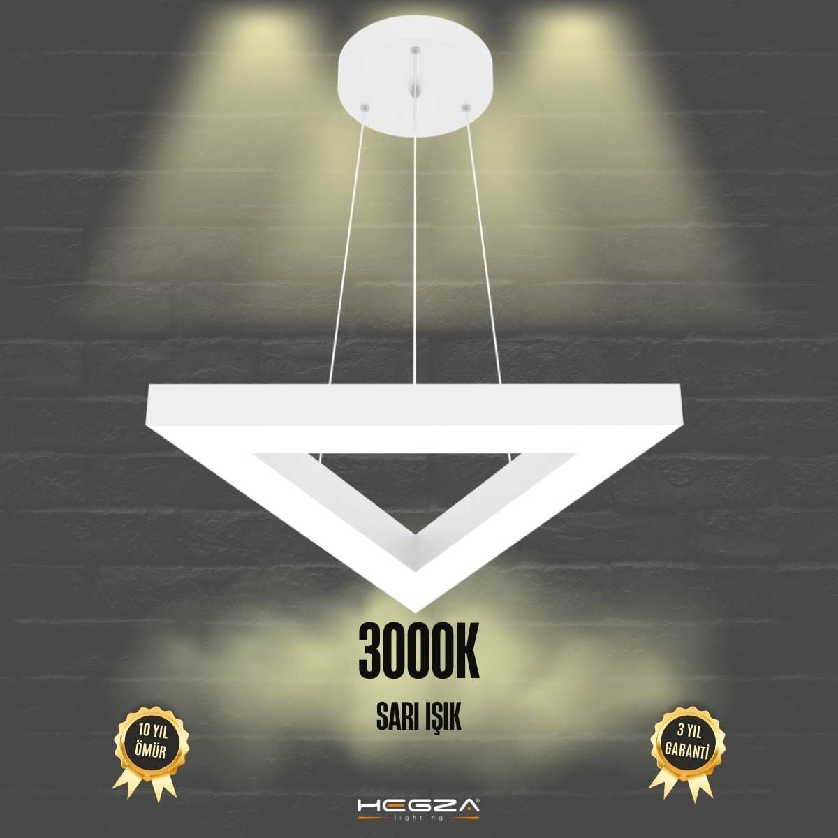 TRIAN - Modern LED Avize Beyaz Kasa - 3000K - Sarı Işık