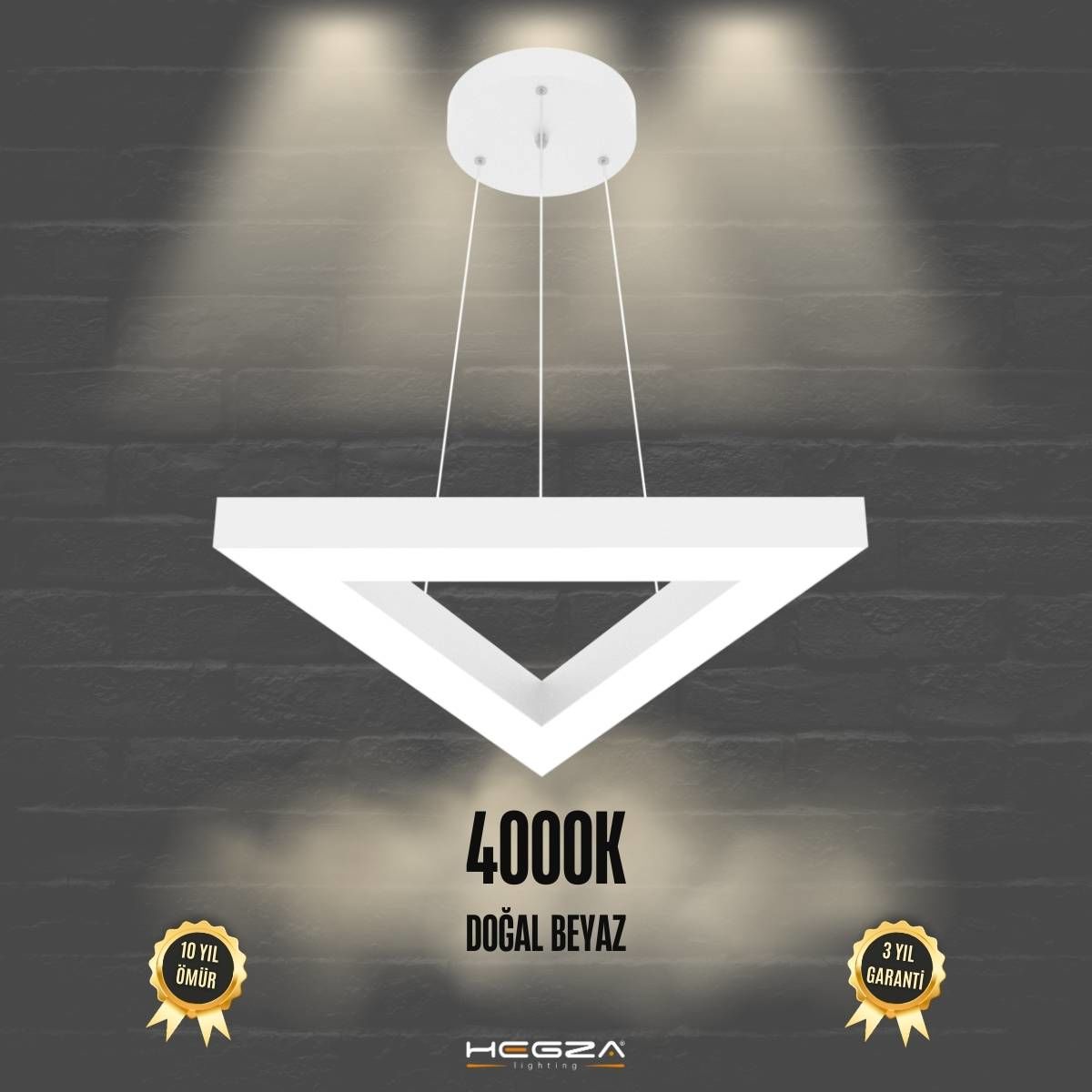 TRIAN - Modern LED Avize Beyaz Kasa - 4000K - Gün Işığı